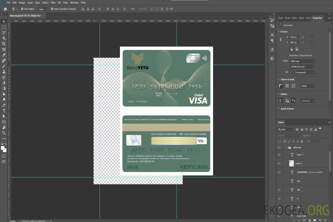 Carte visa Angola Banco Yetu template Carte visa Angola Banco Yetu template